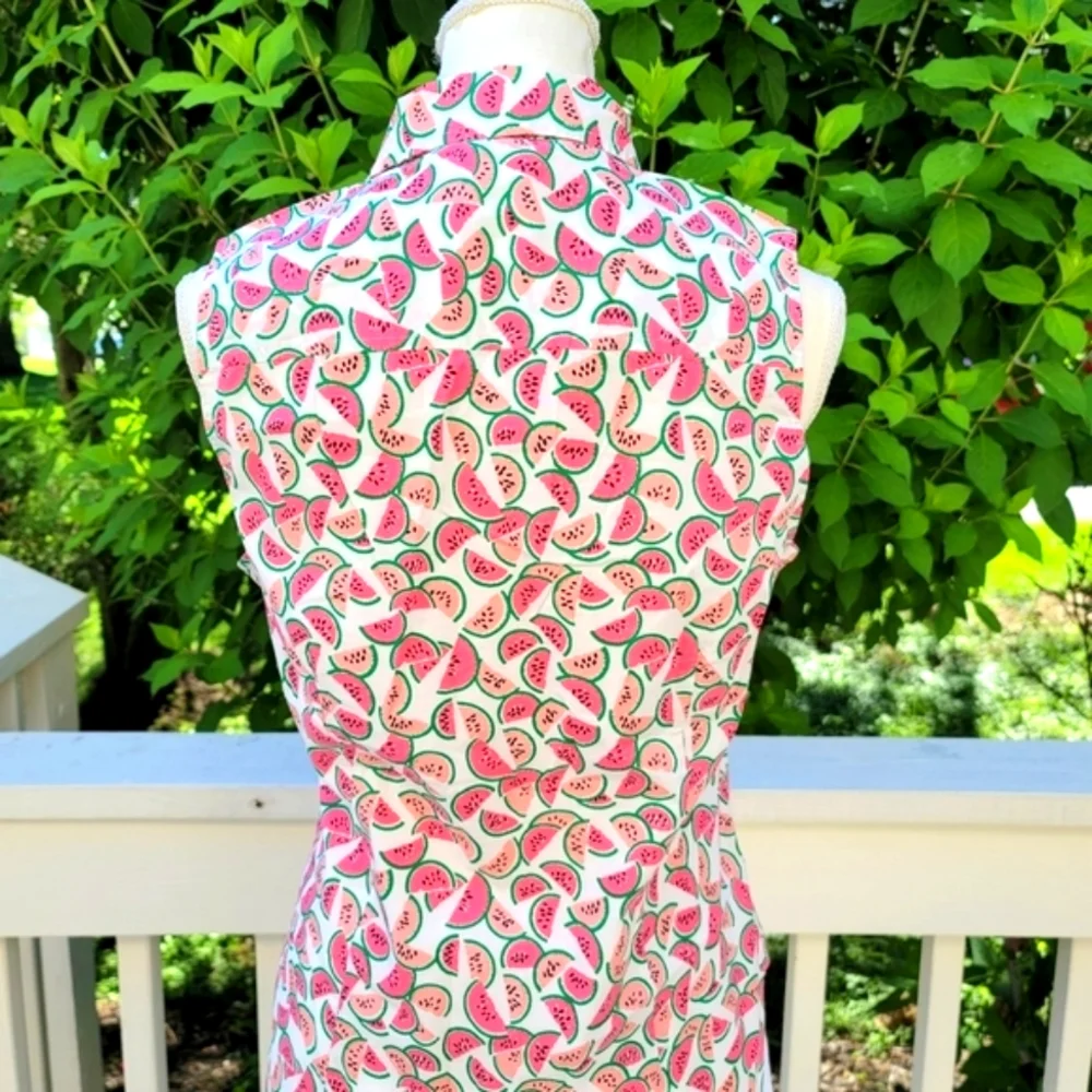 New! J. Crew size Small S sleeveless button-up cotton top watermelon NWT